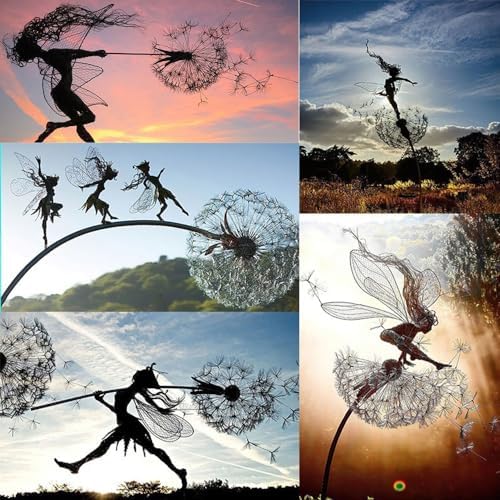 Flower Fairy Dancing Dandelion Garden Sculpture Outdoor Statue