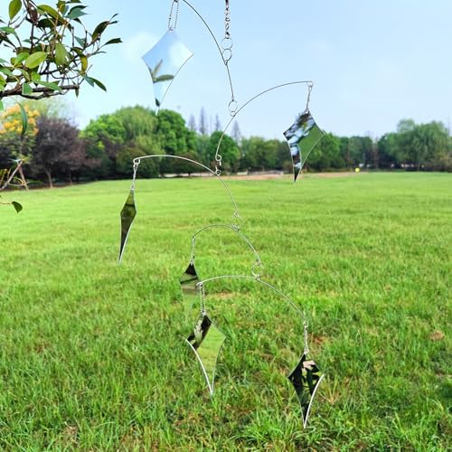 DIY Hanging Mirror Wind Chime Bird Deflector