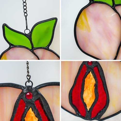 EPOGIFTS Peach Stained Glass Suncatcher for Window