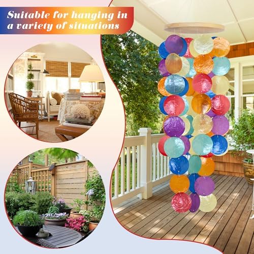 Handcrafted Rainbow Capiz Shells Wind Chimes