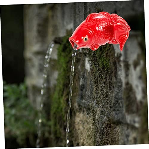 TOYANDONA Ceramic Carp Fountain Ornament for Garden Decor