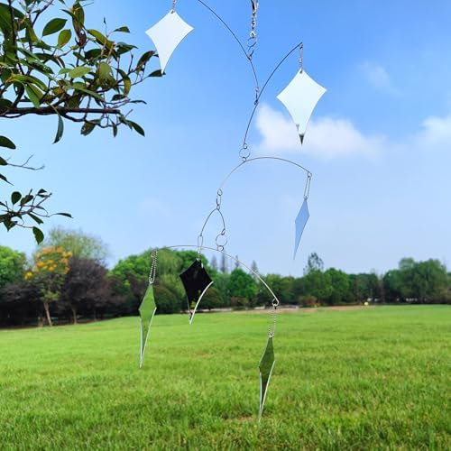 DIY Hanging Mirror Wind Chime Bird Deflector