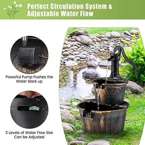Tangkula 2-Tier Water Fountain Outdoor with Electric Pump