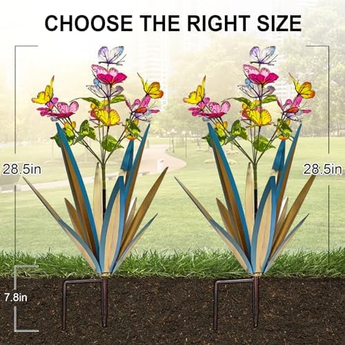 TOMBABY Blue Waterproof Butterfly Garden Sculpture 2pcs