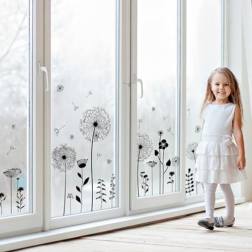 Supzone Black Dandelion Wall Sticker with Butterfly Design