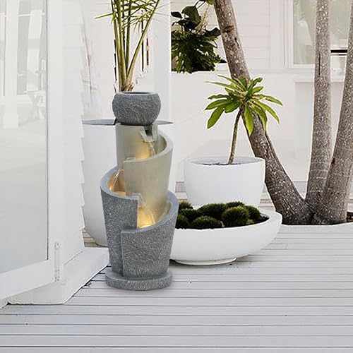 LuxenHome 27 Inch Resin Water Fountain with LED Lights