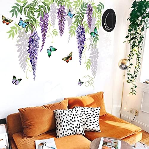 HUANLE Wisteria Flower Wall Sticker for Kids Bedroom