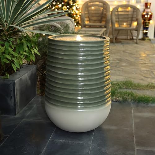 LuxenHome 28 Inch Water Fountain with LED Lights