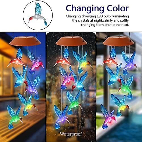 Solar Powered Hummingbird Wind Chimes Outdoor
