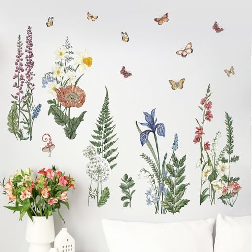 Yovkky Flower Fern Wall Decals for Home Decor