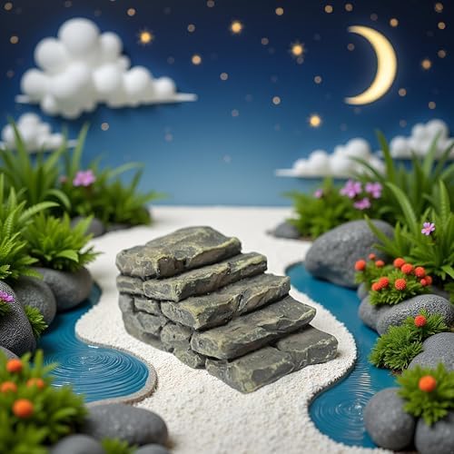 Gray Resin Outdoor Bridge Stairs Garden Statue