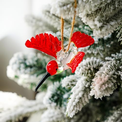 Handmade Glass Hummingbird Xmas Ornament