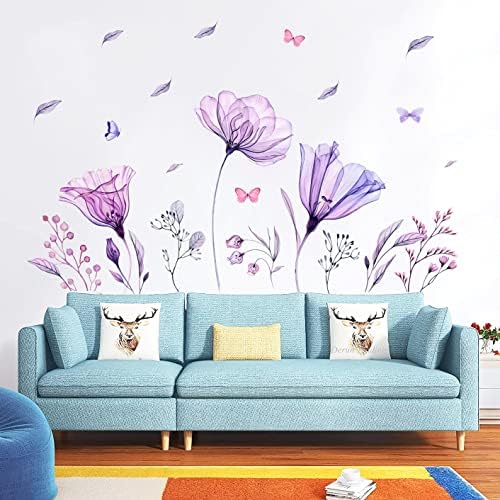 Removable Giant Purple Violet Flower Wall Decal Art