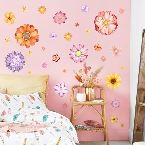 Supzone Boho Flower Wall Decals for Living Room and Bedroom