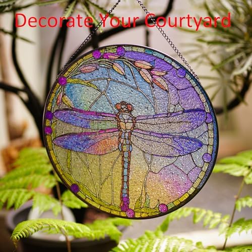 Stained Glass Dragonfly Window Hanging Decor - C Style