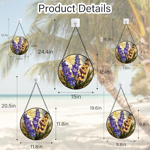 Delphinium Birth Flower Stained Glass Suncatcher Hanging for Windows