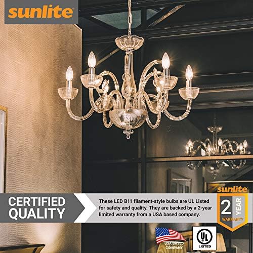 Sunlite 40956 Filament Style LED Chandelier Bulb 5W 6 Pack
