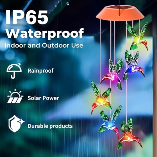 Hummingbird Solar Wind Chimes Garden Decor