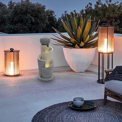 LuxenHome 27 Inch Resin Water Fountain with LED Lights