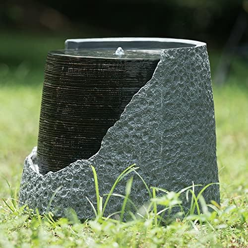 Modern Polyresin Water Fountain with Light Gray