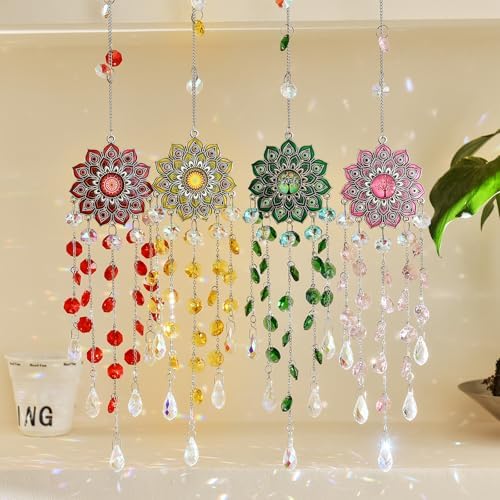 Crystal Sun Catcher for Window Red Design