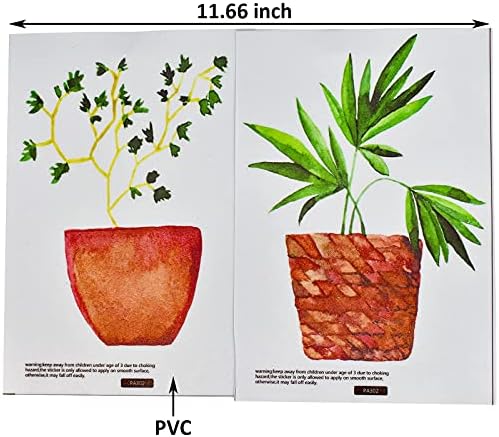 Maydahui 6 Sheets Green Plant Wall Decals for Decor