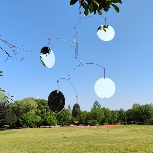 DIY Hanging Mirror Outdoor Wind-Chime Bird Deflector