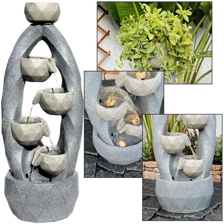 4-Tiered LED Water Fountain with Modern Circle Design and Durable Construction 4587H