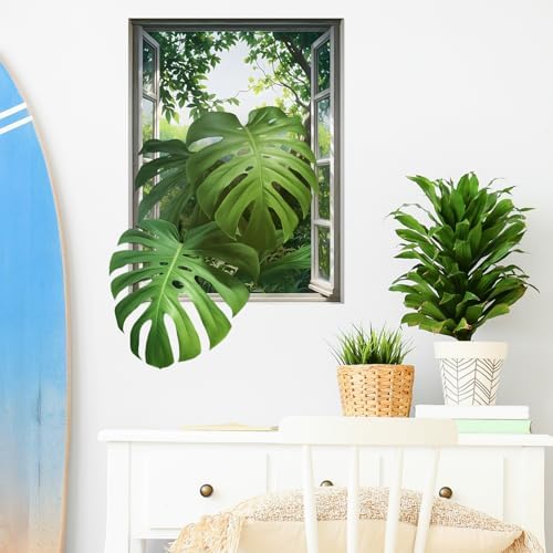 3D Monstera Leaves Wall Decals for Home Decor