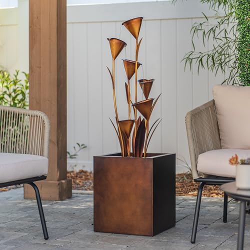 XBrand Freestanding Multi-Tiered Bronze Flower Fountain 46 Tall