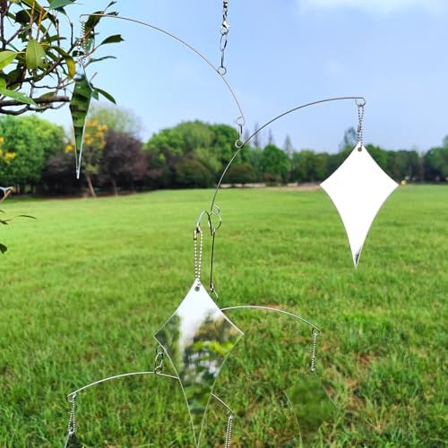 DIY Hanging Mirror Wind Chime Bird Deflector