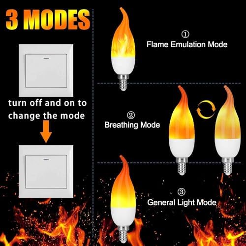 E12 Flame Bulbs 8 Pack LED Candelabra Lights