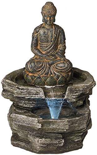 John Timberland Sitting Buddha 21 Inch Outdoor Water Feature