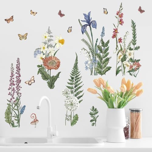 Yovkky Flower Fern Wall Decals for Home Decor