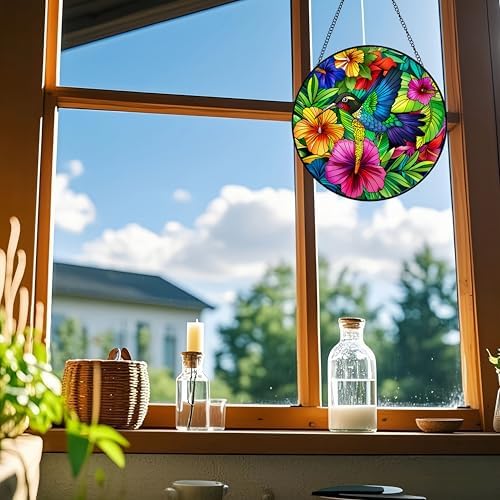 Voyakolo Hummingbird Stained Glass Window Hanging 1