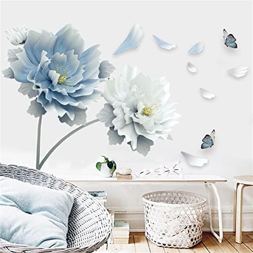Blue Flower Wall Decals Stickers for Bedroom and Office