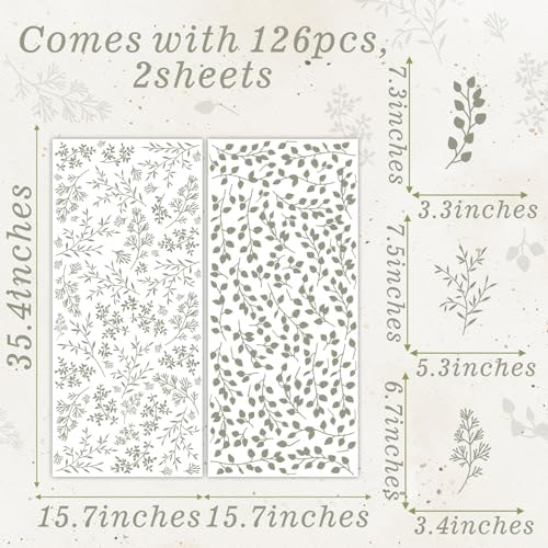 Kazova Green Leaf Wall Stickers for Bedroom and Living Room