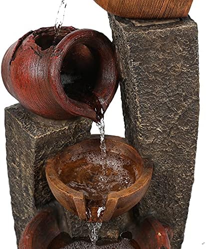 LuxenHome 32 Inch Outdoor Water Fountain with Lights