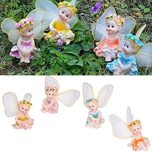 Zerodis Miniature Fairy Statues for Garden Decor 4Pcs Set