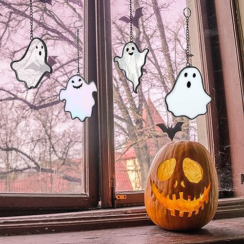 Yungyan 4 Pcs Halloween Ghost Suncatcher Window Decor