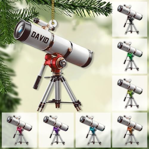 Personalized Telescope Christmas 2D Ornament for Kids
