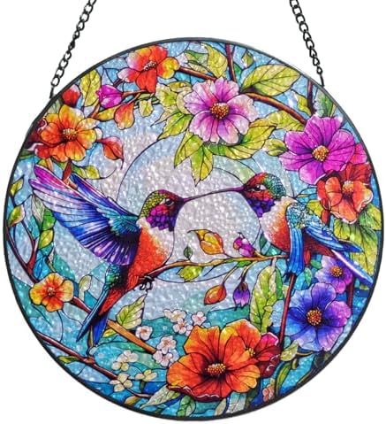 Voyakolo Hummingbird Stained Glass Window Hanging