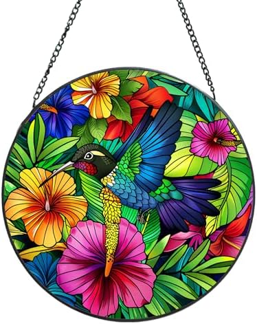 Voyakolo Hummingbird Stained Glass Window Hanging 1