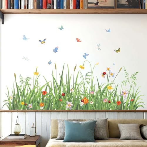 Green Grass Wall Stickers for Bedroom Decor