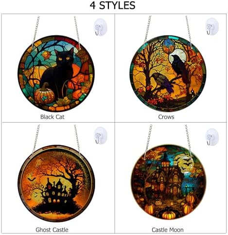 Haunted Acrylic Window Hanging Ghost Castle Halloween Decor