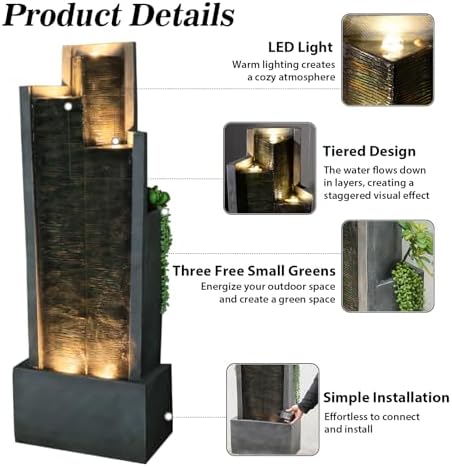 Modern Outdoor Fountain with LED Lights