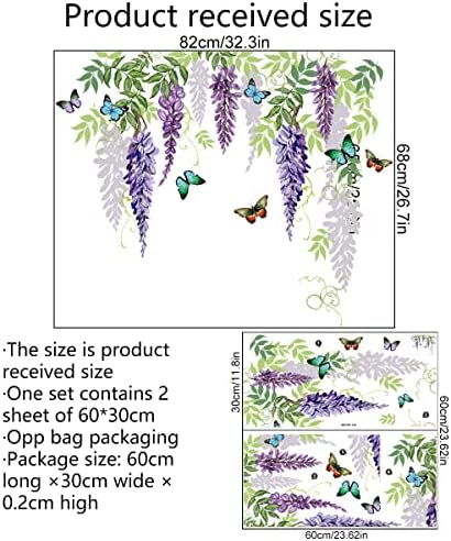 HUANLE Wisteria Flower Wall Sticker for Kids Bedroom