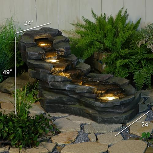 49 Inch L Freestanding Water Fountain with LED Lights