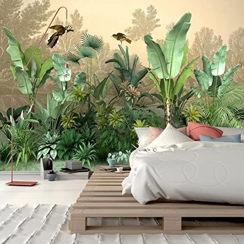 Tropical Rainforest Plantain Tree with Bird Mural Wall Decor