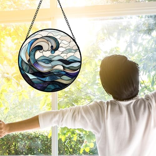 Stained Glass Window Hanging 98 In Ocean Waves